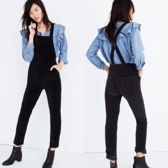 Madewell Pants - Madewell Black Velvet Overalls NWOT